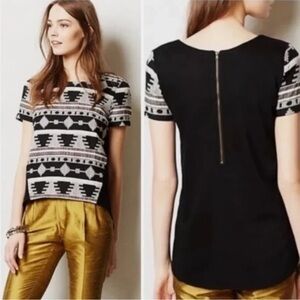 Sunday in Brooklyn Black and Gray Geometric Shirt Boho Aztec